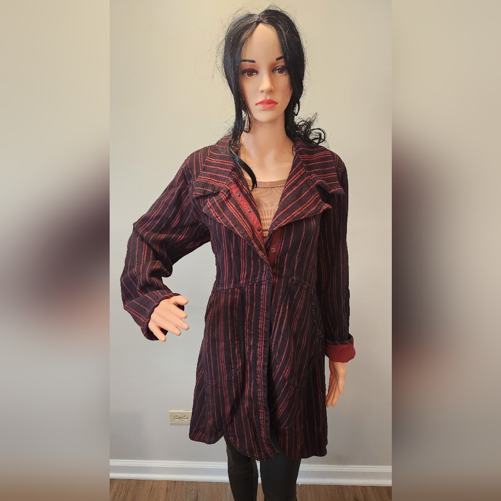 Striped Burgundy Blazer for Women